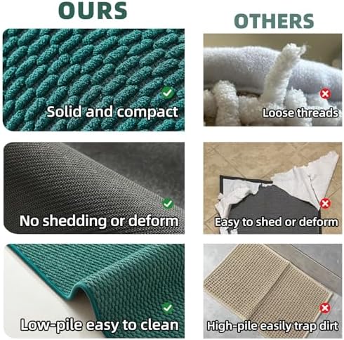 TYUU Large Bathroom Rugs Non Slip Washable Bath Rugs Super Absorbent Bathroom Rug Thin Quick Dry Low Pile Bath Mats, Dark Green 36"x48"