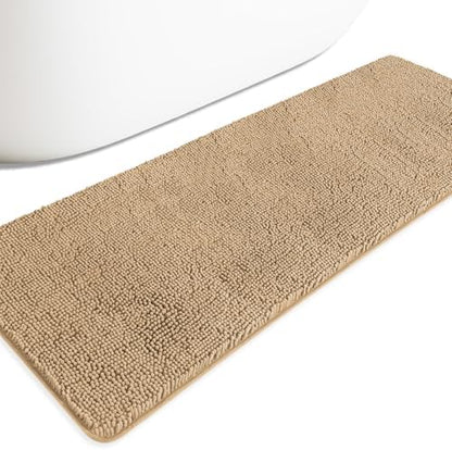 Bathroom Runner Rug 24 x 72 Non Slip – Extra Long Bath Mat | Absorbent and Washable Thick Chenille Runner Rug for Bathroom, Shower, Tub, Sink(Beige)