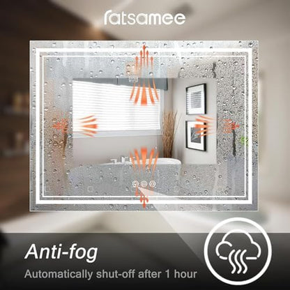 Ratsamee 40"x36" LED Bathroom Mirror with Lights, Backlit + Front Lit