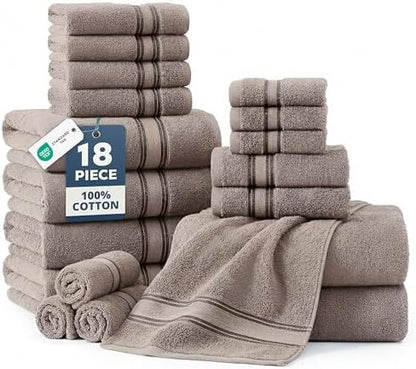 LANE LINEN Towel Set Soft Absorbent Quick Dry 100% Cotton - Platinum