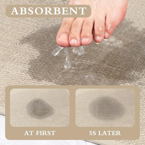 YIHOUSE Bathroom Rugs Thin Bath Mat Sets 2 Pieces Quick Dry,Beige