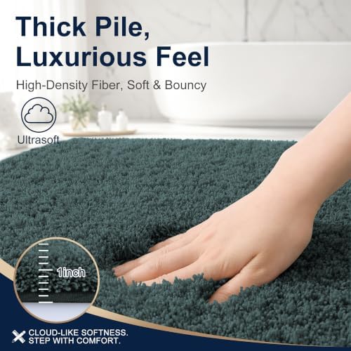 OLANLY Microfiber Bathroom Runner Rugs 47x17, Soft Bath Mat, Blackish Green