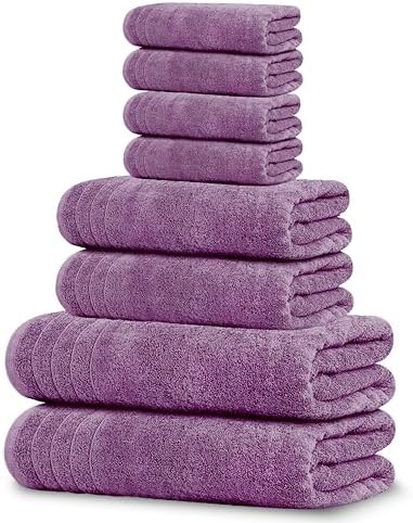 Tens Towels 8 Piece Towel Set, 2 XL Bath, 2 Hand, 4 Washcloth, Purple