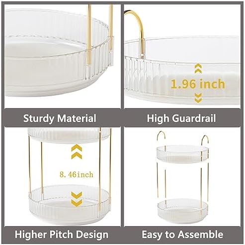 Asayuee 360 Rotating Makeup Organizer,3 Tier Large Capacity Make Up Organizers and Storage,Skincare Perfume Vanity Organizers,Bathroom Cosmetics Storage Organizer Countertop (Clear-3 Tier)
