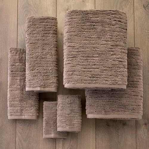 SKL Home CloudSoft Bath Towel Set, 6-Piece, 100% Cotton Luxury, Mink Brown