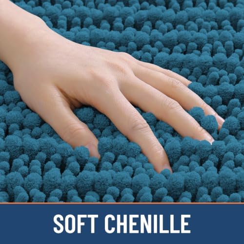 Smiry Bathroom Rugs 47X24, Extra Soft Rubber Backing Chenille Bath Mats