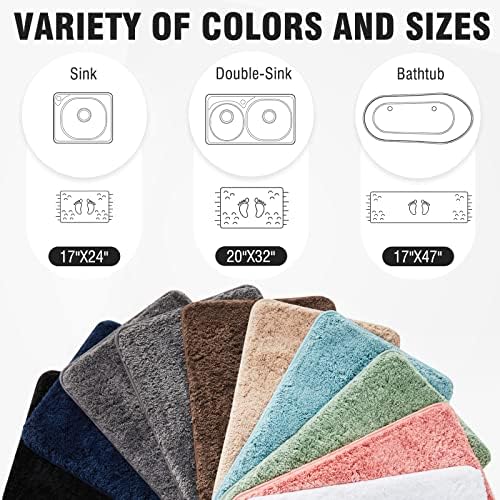 TECHMILLY Super Soft Shaggy Bathroom Rugs, Absorbent Thick Non Slip Microfiber Bath Rugs, Quick Dry Machine Washable Bath Mat for Bathroom Floor, Bathtub and Shower 20"x32"