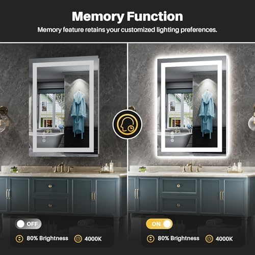 Briivue 24x30 Inch LED Bathroom Mirror with Lights, Backlit & Front Lit