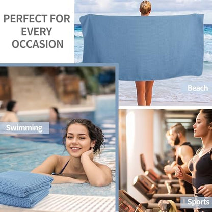 Microfiber Waffle Bath Towels, 4 Pieces, Soft, Absorbent, Fast Drying, Lint Free 430 GSM (27''x55''/68.58 cm x139.7 cm)