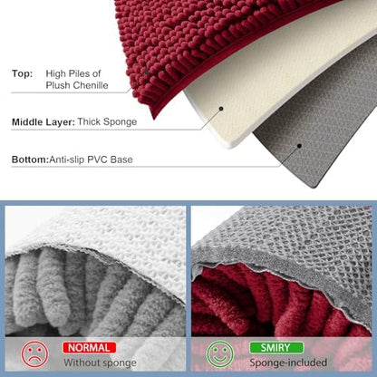 Smiry Bathroom Rugs 47X24, Luxury Chenille Extra Soft Absorbent Bath Mat