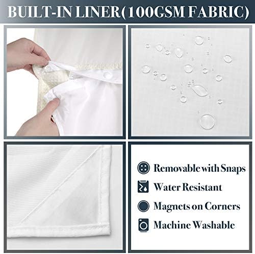 N&Y HOME Waffle Weave Shower Curtain with Snap-in Liner Set Cream, 71x72