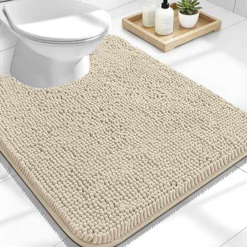 OLANLY Toilet Rugs U-Shaped 24x20, Soft Absorbent Chenille Contour Rugs