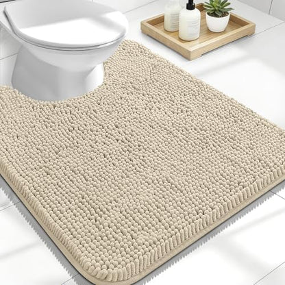 OLANLY Toilet Rugs U-Shaped 24x20, Soft Absorbent Chenille Contour Rugs