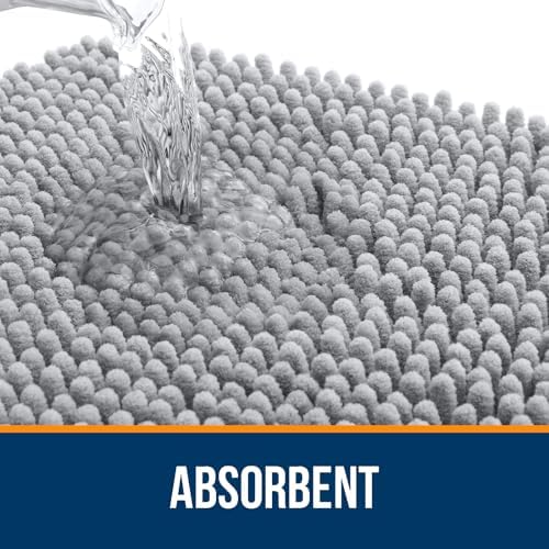 OLANLY Toilet Rugs U-Shaped 24x24, Soft Absorbent Chenille Contour Rugs