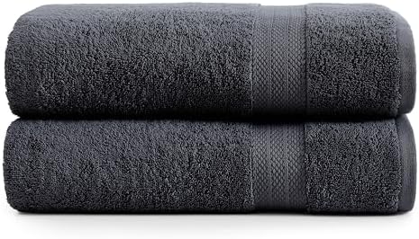 LANE LINEN Large Bath Sheets Absorbent Quick Dry 100% Cotton 2 Pack - Black