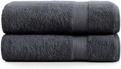 LANE LINEN Large Bath Sheets Absorbent Quick Dry 100% Cotton 2 Pack - Black