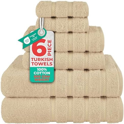 American Soft Linen 100% Cotton Luxury Turkish Towels, 6 Piece Towel Set