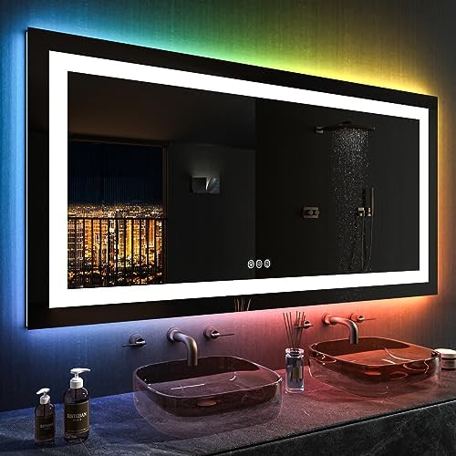 LOAAO 55"X30" RGB LED Bathroom Mirror with Lights, UL Listed