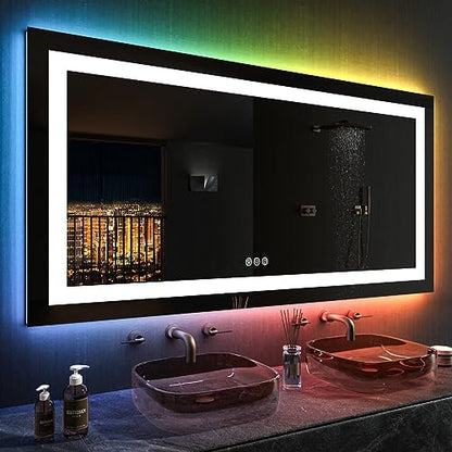 LOAAO 55"X30" RGB LED Bathroom Mirror with Lights, UL Listed