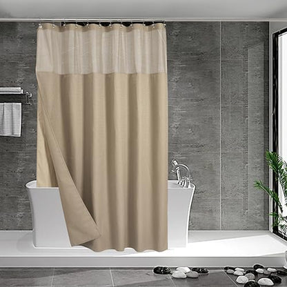 N&Y HOME Extra Long Waffle Shower Curtain with Snap Liner 71x84, Linen
