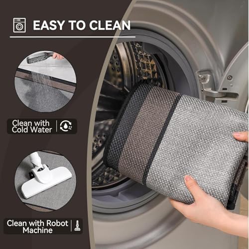 YDKGL Bathroom Runner Rug, Long Thin Bath Mat Fit Under Door, Grey 24x70
