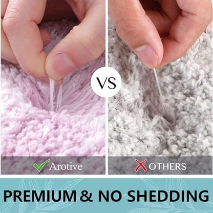 Arotive Microfiber Bathroom Rugs, Shaggy Soft Absorbent Bath Rug, 24x16