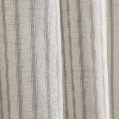 Farmhouse Striped Shower Curtain Sage Green Vintage Linen Curtain 72W X 84L
