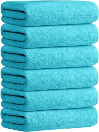 JML Microfiber Bath Towels with Hanging Loop, 30" x 60", 6 Pack