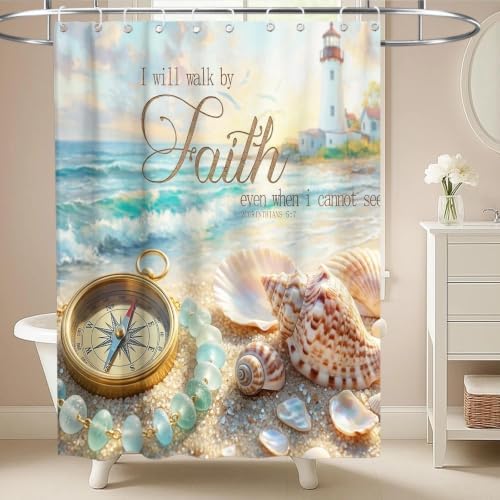Luxury Aesthetic Ocean Shower Curtain Beach Nautical Funky Inspirational