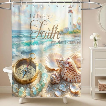 Luxury Aesthetic Ocean Shower Curtain Beach Nautical Funky Inspirational