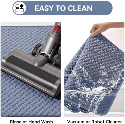 YDKGL Bathroom Runner Non Slip, Foam Weave Texture Bath Mat, Blue 20x59