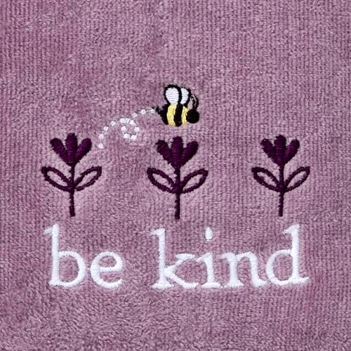 SKL Home Bee Kind Hand Towel Set-2pc, 100% Cotton, Embroidered, Lavender