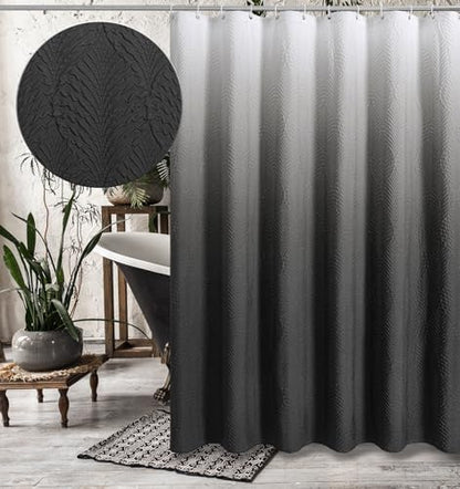 Gibelle Ombre Black Shower Curtain for Bathroom, Farmhouse Bath Curtain 72x72