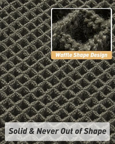 Upgraded Waffle Bath Mat Set of 2 Absorbent Bathroom Mat 17"x24" + 20"x32"