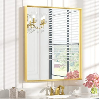 Keonjinn 30x36 Inch Gold Bathroom Mirror for Over Sink, Vanity Mirror