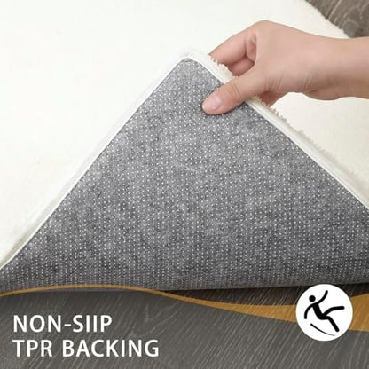 MINIDEAR Bathroom Rugs 47x24 Cream - Thick Memory Foam Bath Mat, Ultra Soft & Plush Fluffy, Non-Slip, Quick Dry, Absorbent Washable Floor Microfiber Mat for Tub, Home Decor Accessories