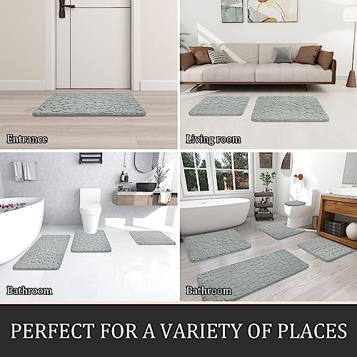 YIHOUSE Bathroom Rugs Mat Set, Memory Foam Bath Mat 5 Piece Gray
