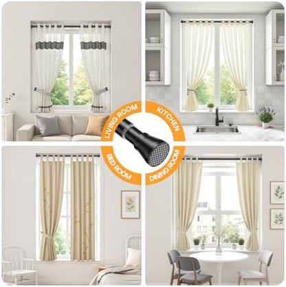 1P Black Tension Curtain Rod 45 to 77 Inch