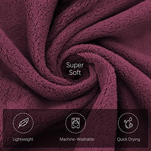 TENSTARS Silk Hemming Bath Towels for Bathroom Clearance - 27 x 55 inches - Light Thin Quick Drying - Soft Microfiber Absorbent Towel for Bath Fitness, Sports, Yoga, Travel, Gym - 2 Pack, Burgundy