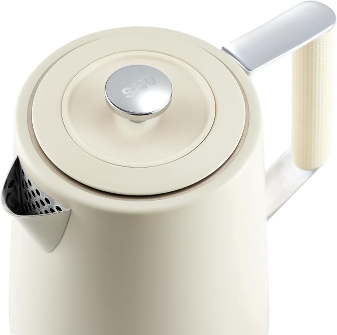 Saki Turkish Tea Maker Machine Pro, Electric Double-Pot Teapot 1.75L 120V, 120 Min Keep-Warm, Stainless Steel BPA-Free, Auto Shut-Off & Boil-Dry, LED Brew Ring, Pearl White