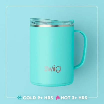 Swig Life 24oz Travel Mug, Insulated Tumbler with Handle and Lid, Travel Coffee Mug, Cup Holder Friendly Tumbler (Bourbon Barrell)