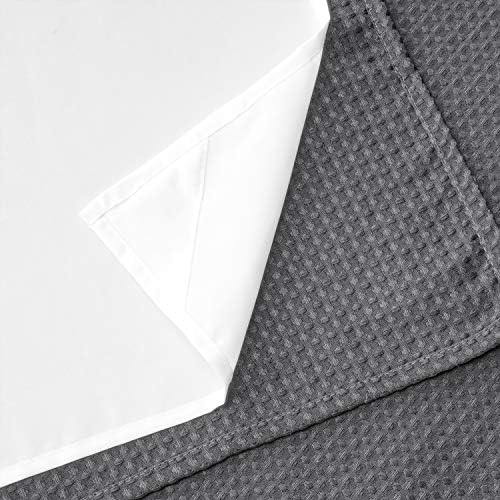 River Dream Heavyweight Waffle No Hook Shower Curtain with Liner,Gray,36x74