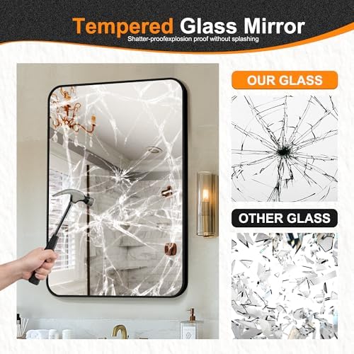 Delma Bathroom Vanity Mirror, Black Framed Mirror for Over Sink, 36x24