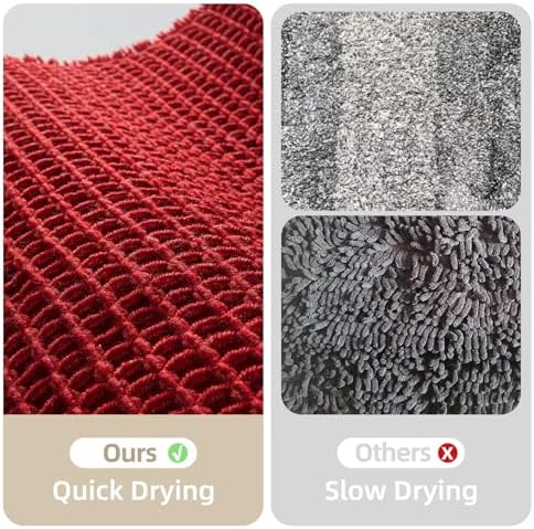 TYUU Waffle Bath Mat, Boho Bathroom Rugs Non Slip, 48x24 Burgundy