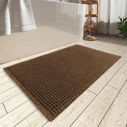 Upgraded Waffle Bath Mat Ultra Absorbent Non Slip Bathroom Mat, 20" x 32"