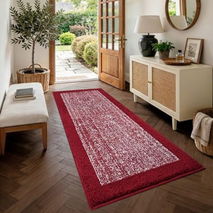 60x24 Long Bathroom Rugs Non Slip Washable, Soft Absorbent Bath Mat Red