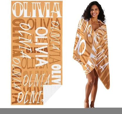 JML Personalized Beach Towel with Name, Custom Beach Towel with Name, Customized Microfiber Pool Towel, Quick Dry & Absorbent Swim Towel for Adult,Anniversary, Birthday, Summer Holiday,Vacation