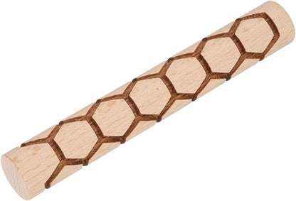 HARFINGTON Wood Clay Roller 4" Hexagon Pattern Rolling Pins Wood Rollers Pottery Tools Wood Grain Texture Rollers for Clay Baking Dough Playdough DIY