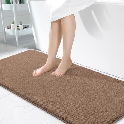 OLANLY Memory Foam Bathroom Runner Rugs 47x24, Absorbent Long Mat, Mocha