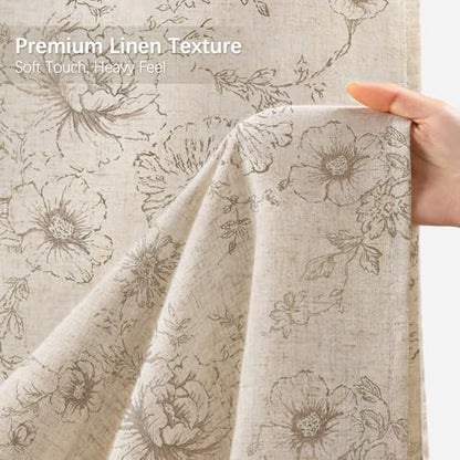Farmhouse Floral Vintage Shower Curtain for Bathroom,Tan Taupe